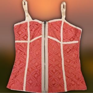 Urban outfitters pink and cream zipper tank